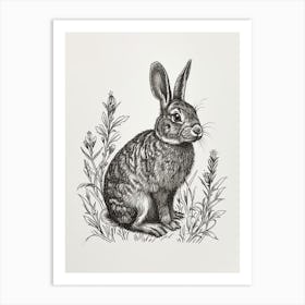 Britannia Petite Blockprint Rabbit Illustration 8 Art Print