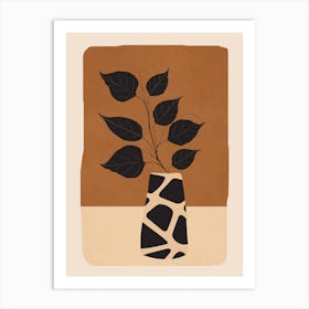 Modern Abstract Vase With Plant 1 Art Print