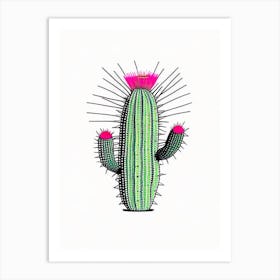 Pincushion Cactus Minimal Line Drawing Art Print