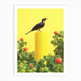 Bird Perched On A Post Art Print