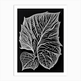 Plum Leaf Linocut 3 Art Print