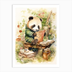 Panda Art Woodworking Watercolour 3 Art Print