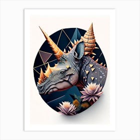 Styracosaurus Terrazzo Style Dinosaur Art Print