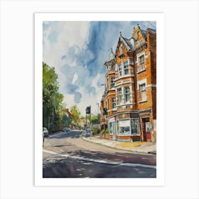 Croydon London Borough   Street Watercolour 4 Art Print