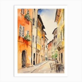 Bolzano, Italy Watercolour Streets 1 Art Print