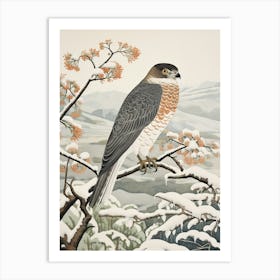 Winter Bird Painting Eurasian Sparrowhawk 3 Art Print