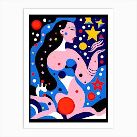 Aquarius Illustration Zodiac Star Sign 1 Art Print