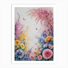 Watercolor Flower Garden Art Print