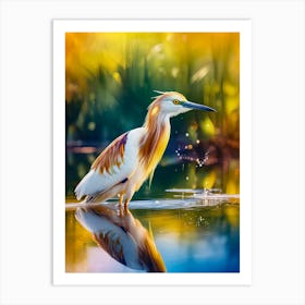 Heron In The Water Art Print