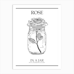 Rose In A Jar Line Drawing 3 Poster Art Print