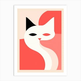 Cat On A Red Background Art Print