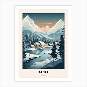 Winter Night  Travel Poster Banff Canada 4 Art Print