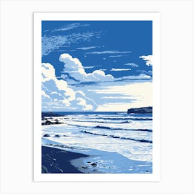 A Screen Print Of Gwithian Beach Cornwall 1 Art Print