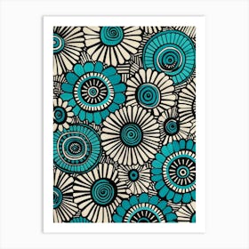 Turquoise Flowers Art Print