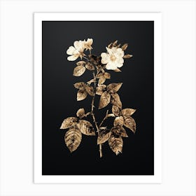 Gold Botanical Red Bramble Leaved Rose on Wrought Iron Black n.0023 Art Print