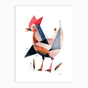 Geometric Chicken, Minimalism, Cubism Art Print