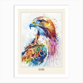 Hawk Colourful Watercolour 1 Poster Art Print