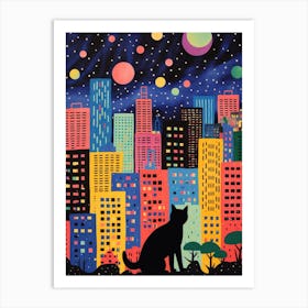Tokyo, Japan Skyline With A Cat 1 Art Print