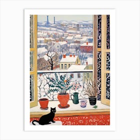 The Windowsill Of Budapest   Hungary Snow Inspired By Matisse 4 Art Print