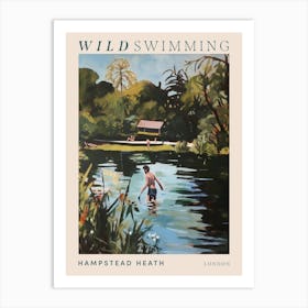 Wild Swimming At Hampstead Heath London 3 Poster Art Print