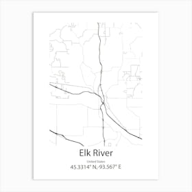 Elk Plain,United States Minimalist Map Art Print