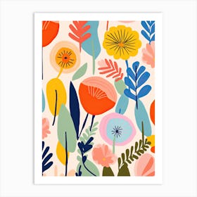 Vibrant Petal Fiesta; Inspired Colorful Flower Market Art Print