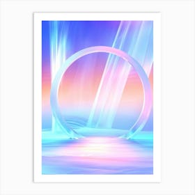 Geometric Portal Swirled With Dreamy Abstract Pastel Sky Prismatic Refractions Within Sleek Shar (2) Art Print