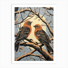 Art Nouveau Birds Poster Finch 4 Art Print