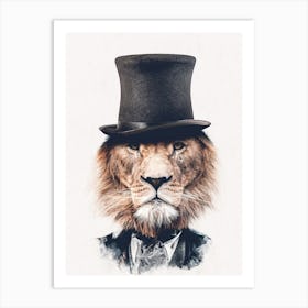 Lion In Top Hat 1 Art Print