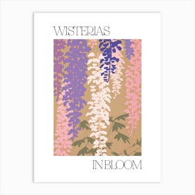 Wisterias In Bloom Flowers Bold Illustration 4 Art Print