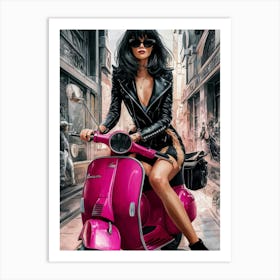 Pink Vespa Art Print