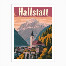 Aihrgdesign A Retro Travel Poster For Hallstatt Featuring The 8aed9791 1ef8 4dd0 8542 4782b904d5cf 3 Art Print