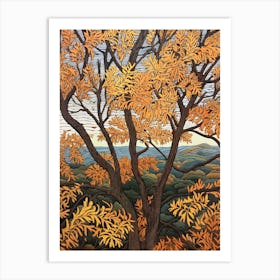 Black Locust 3 Vintage Autumn Tree Print  Art Print