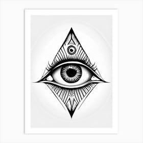 Third Eye Symbolism, Symbol, Third Eye Simple Black & White Illustration 4 Art Print