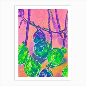 Brussels Sprouts 2 Risograph Retro Poster vegetable Art Print