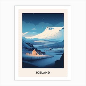 Winter Night  Travel Poster Iceland Art Print