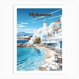 Mykonos Greece Summer Travel Illustration Art Print