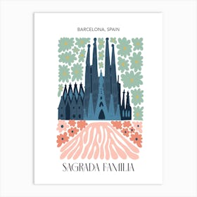 La Sagrada Familia   Barcelona, Spain, Travel Poster In Cute Illustration Art Print