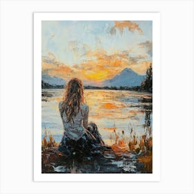 The Girl In The Rays Of The Setting Sun 1 Art Print