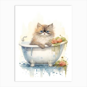 Persian Cat In Bathtub Bathroom 2 Art Print