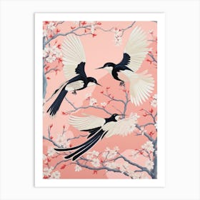 Vintage Japanese Inspired Bird Print Magpie 6 Art Print