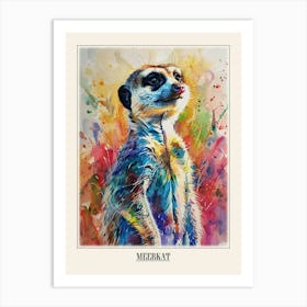 Meerkat Colourful Watercolour 2 Poster Art Print