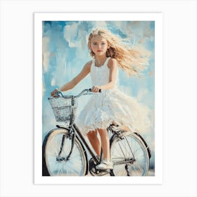 Little Girl Riding A Bike Art Print