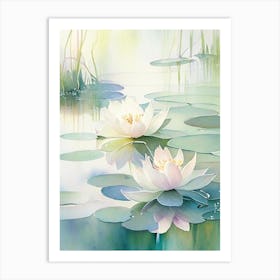 Water Lilies Waterscape Gouache 1 Art Print