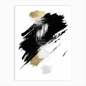 Black And Gold Brush Strokes Art Print