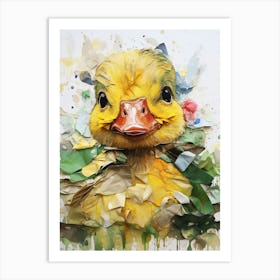 Mixed Media Duckling Watercolour Collage 1 Art Print