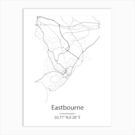 Eastbourne,United Kingdom Minimalist Map Art Print