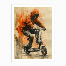 Man On A Scooter Art Print