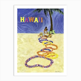 Hawaii, Hula Girl Under The Palm Art Print