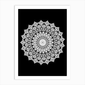 White On Black Mandala Art Print